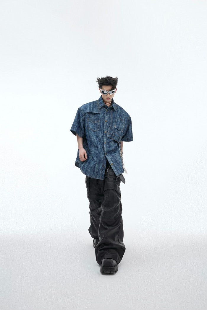 Old Washed Retro Denim Shirt — Argue Culture — view 4