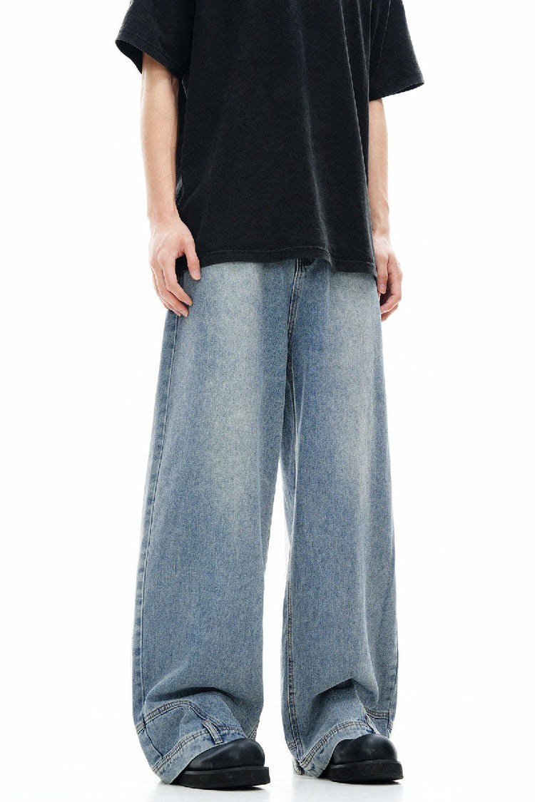 Inverted Washed Wide-Leg Jeans — Trenqor Basics — view 3
