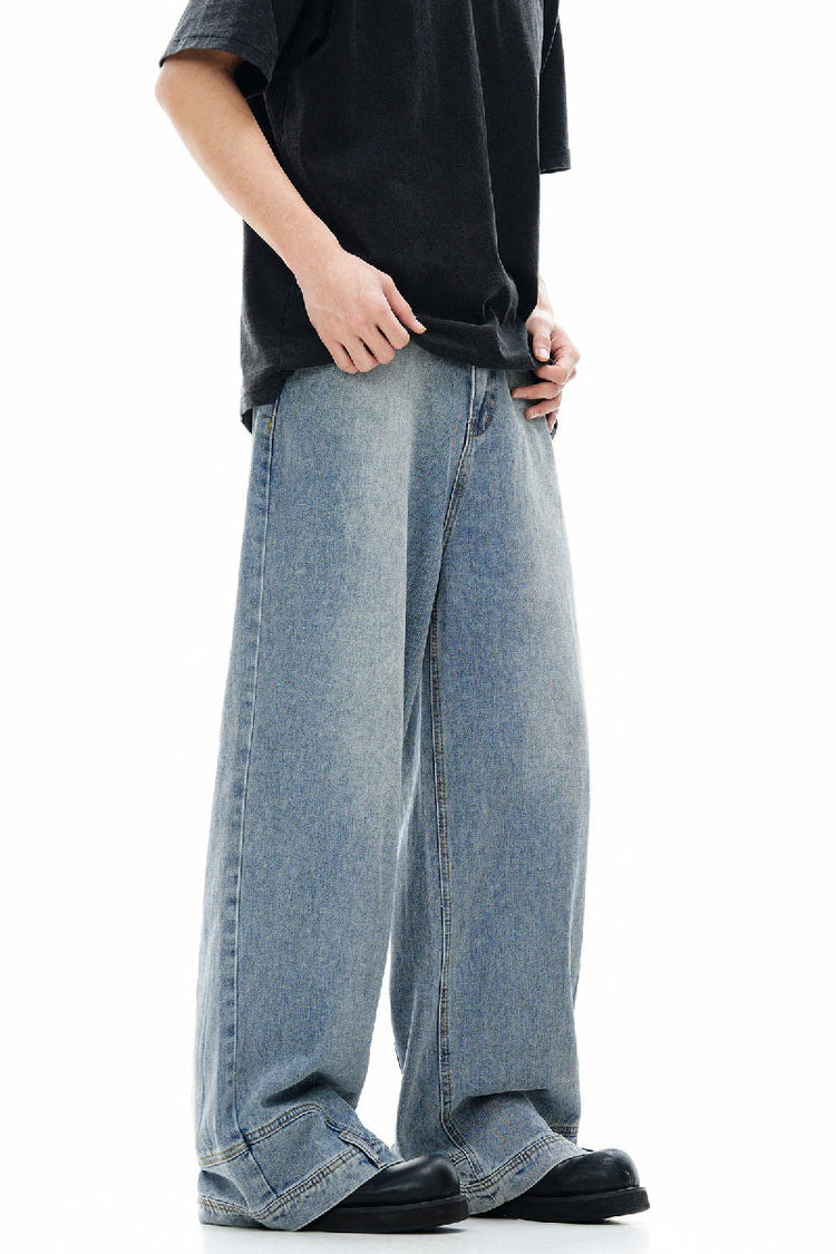 Inverted Washed Wide-Leg Jeans — Trenqor Basics — view 4