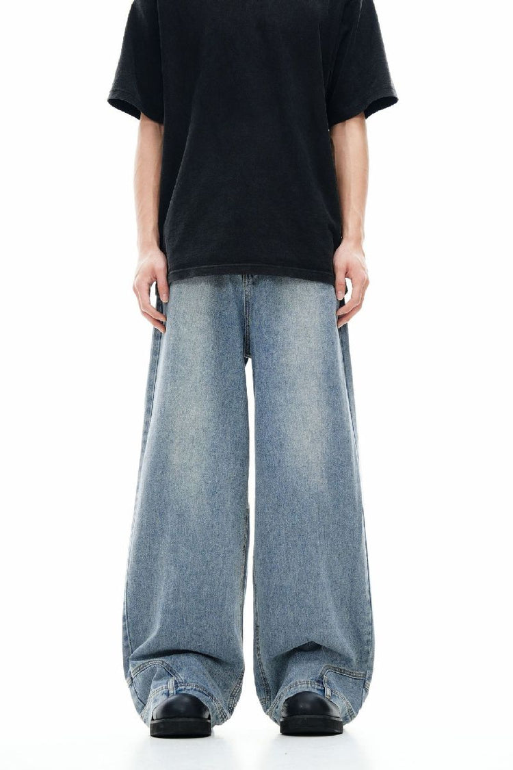 Inverted Washed Wide-Leg Jeans — Trenqor Basics — view 5