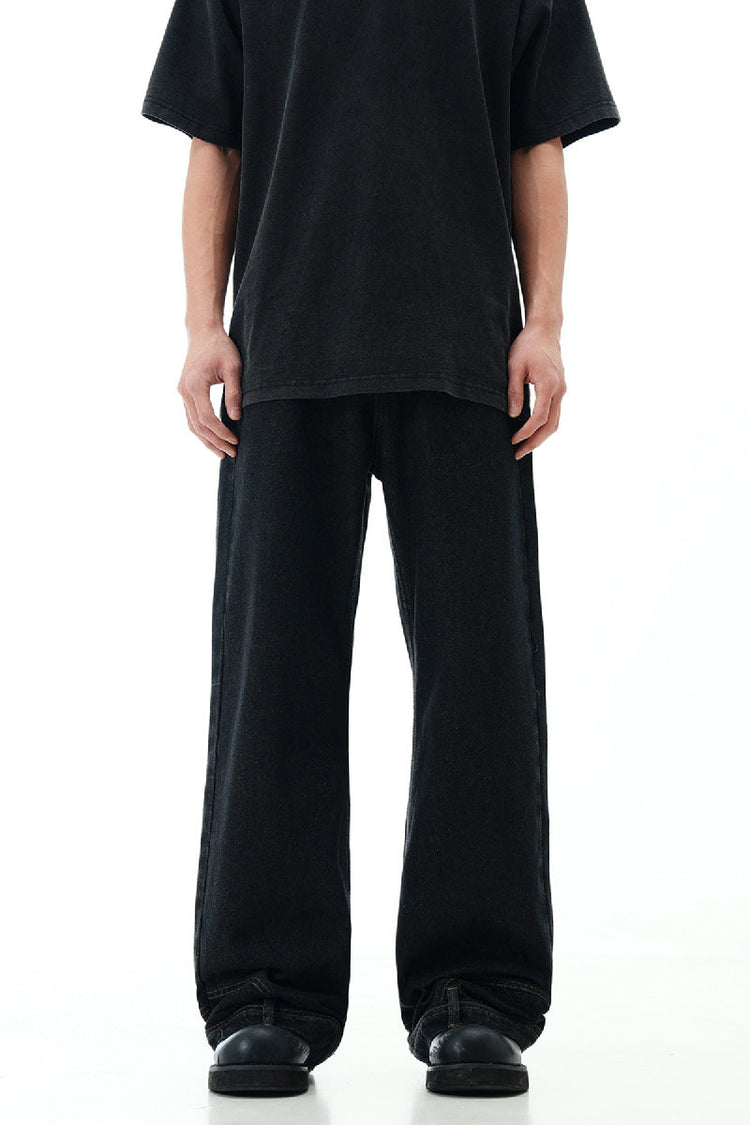 Inverted Washed Wide-Leg Jeans — Trenqor Basics — view 6