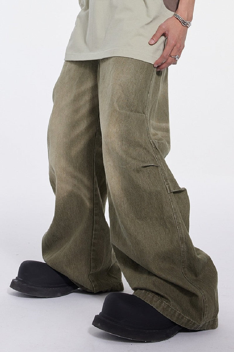 Pleated Washed Oversized Jeans — Whistlehunter — view 3