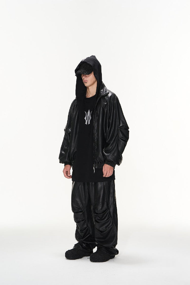 PU Leather Pleated Pants — Blind/No Plan — view 3