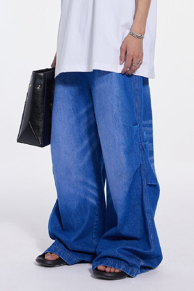 Pleated Washed Oversized Jeans — Whistlehunter — view 2