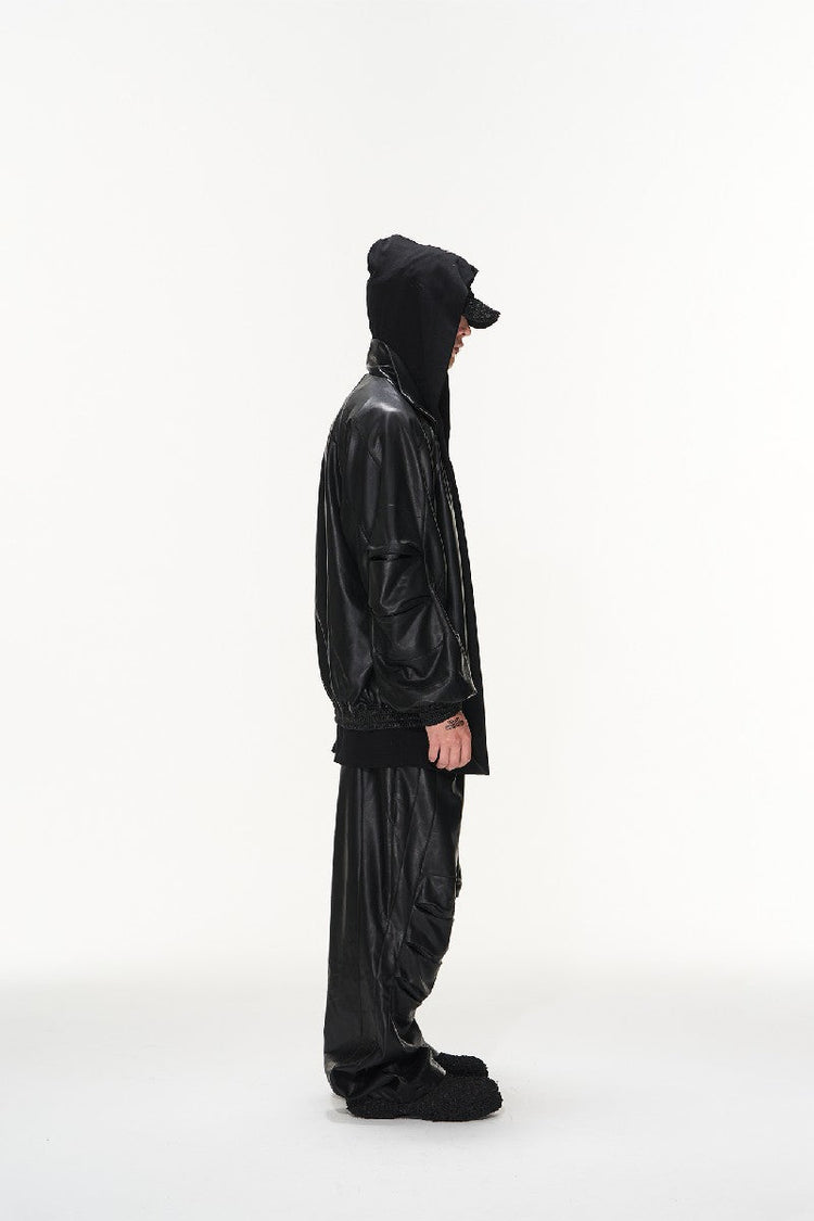 PU Leather Pleated Pants — Blind/No Plan — view 4