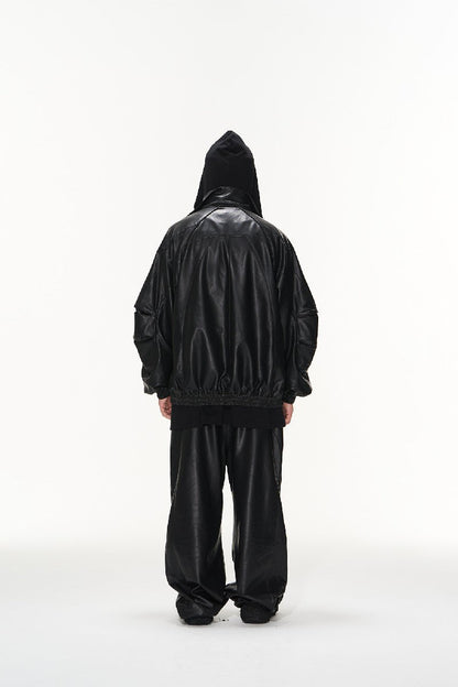 PU Leather Pleated Pants