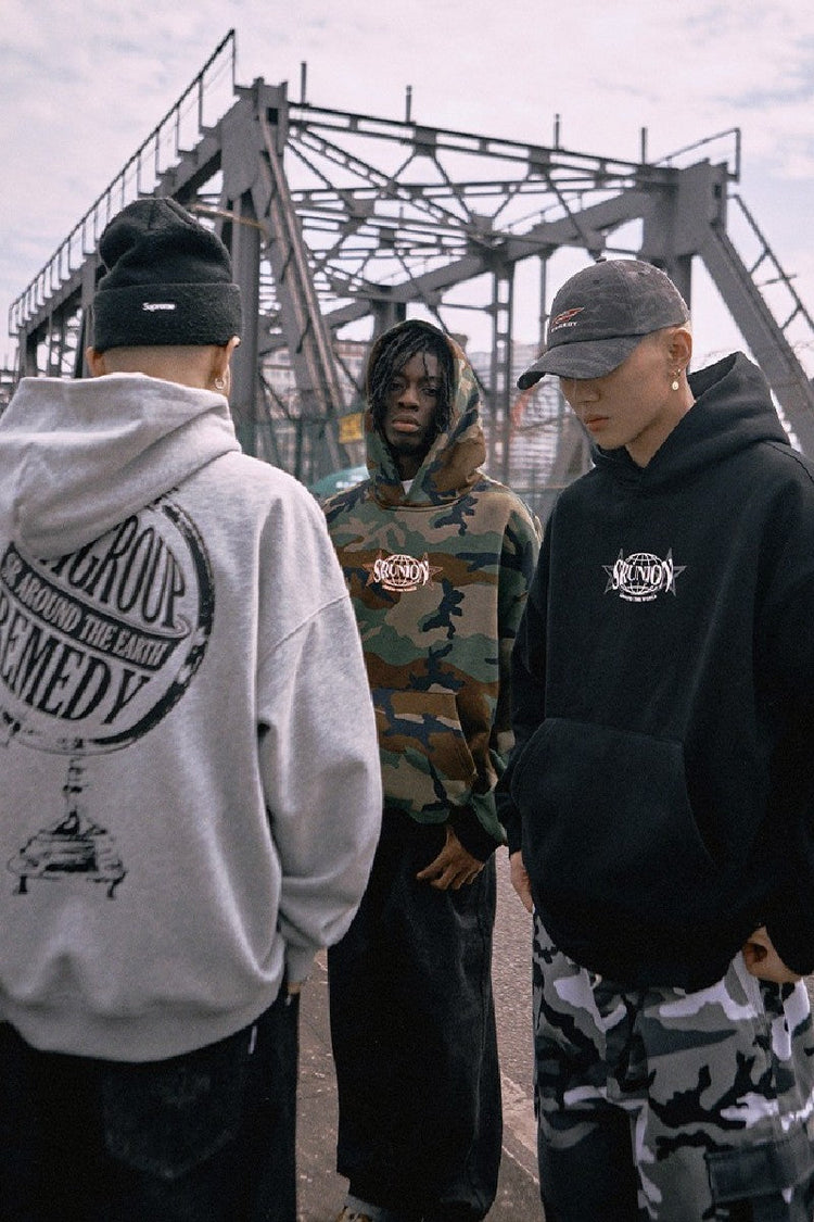 Globe Logo Print Hoodie — Remedy — view 4