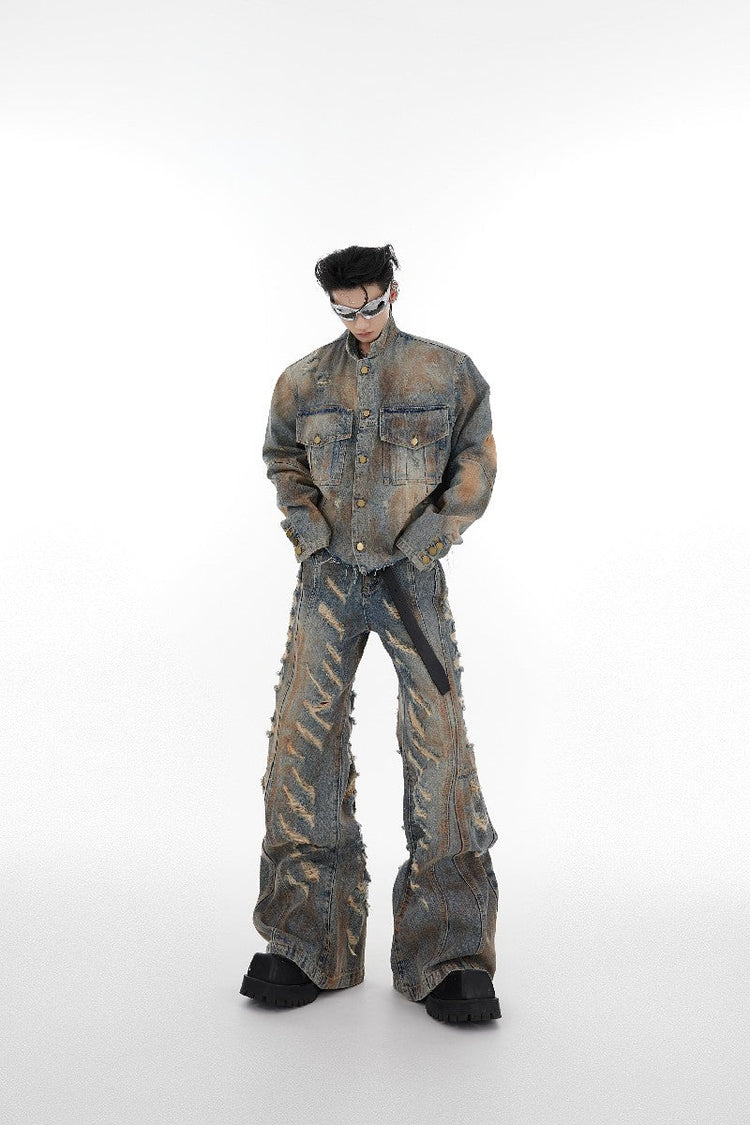Destroyed Old Washed Denim Jacket — Argue Culture — view 4