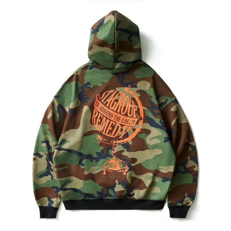 Globe Logo Print Hoodie — Remedy — view 5