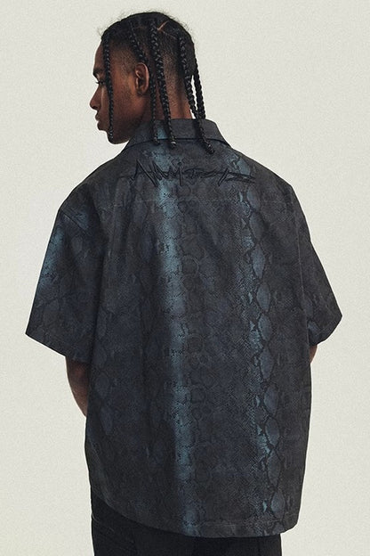 Snake Pattern Cuban Shirt