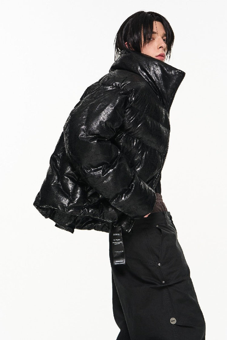 Cracked Texture Puffer Jacket — Blind/No Plan — view 2
