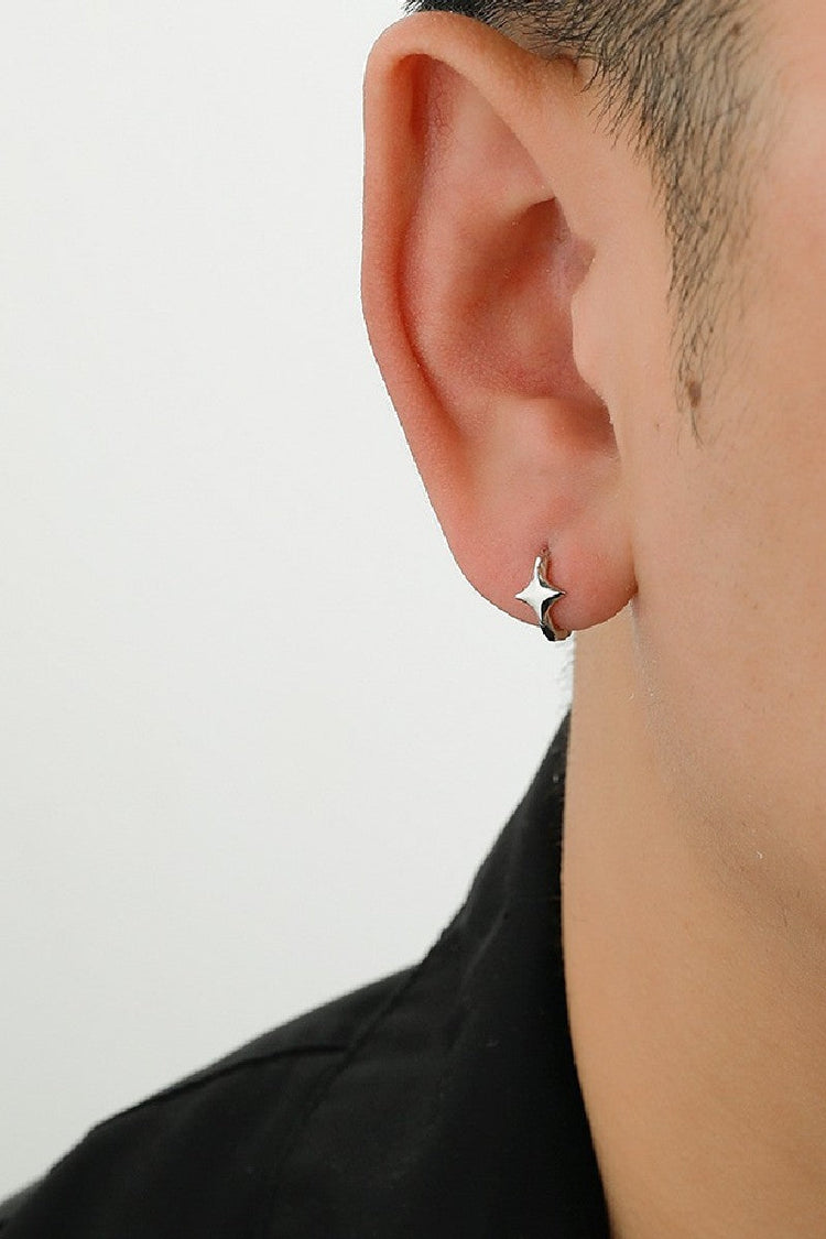 Sterling Silver Star Hoop Earrings — Trenqor — view 4