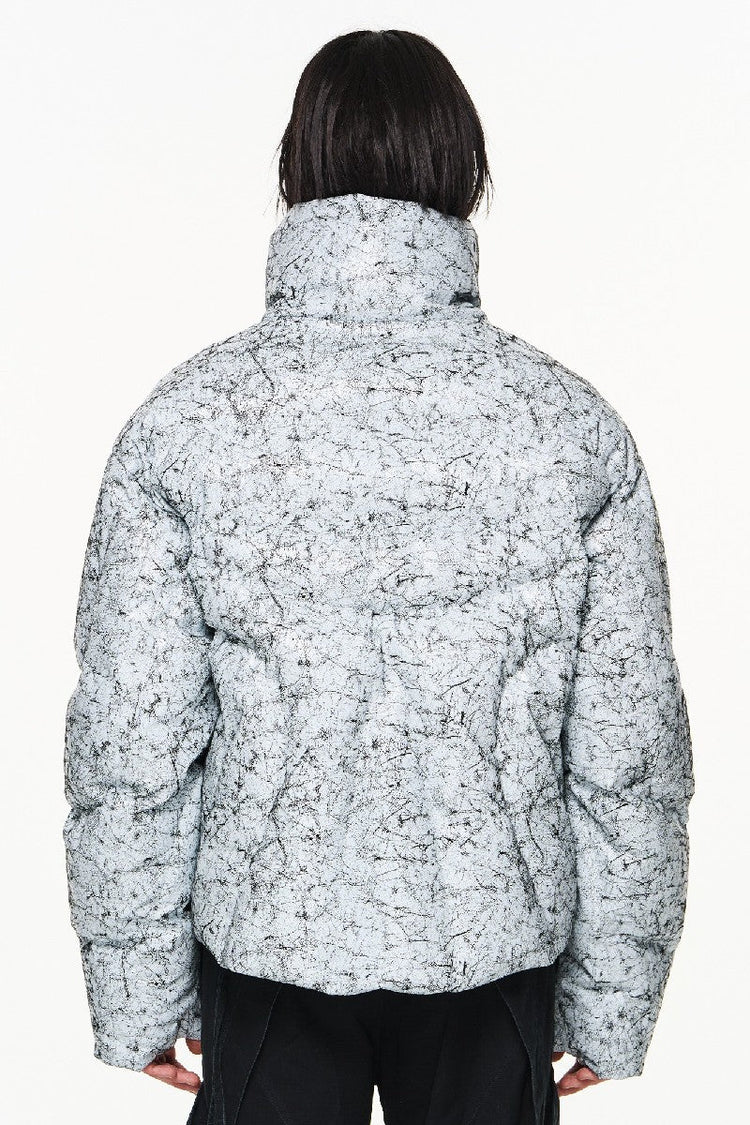 Cracked Texture Puffer Jacket — Blind/No Plan — view 4