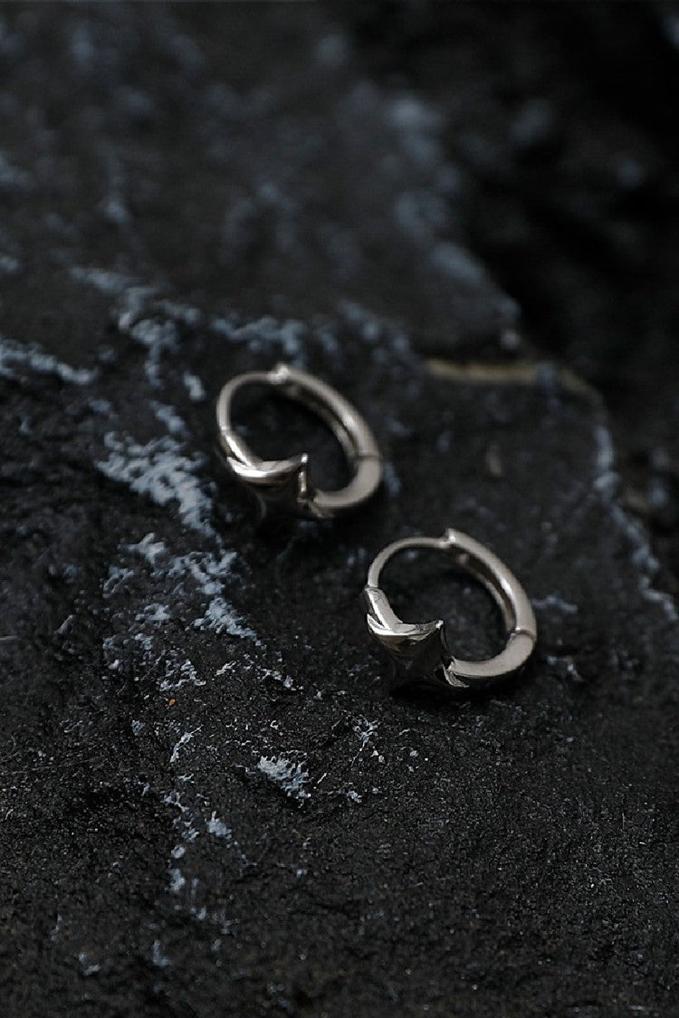 Sterling Silver Star Hoop Earrings — Trenqor — view 5