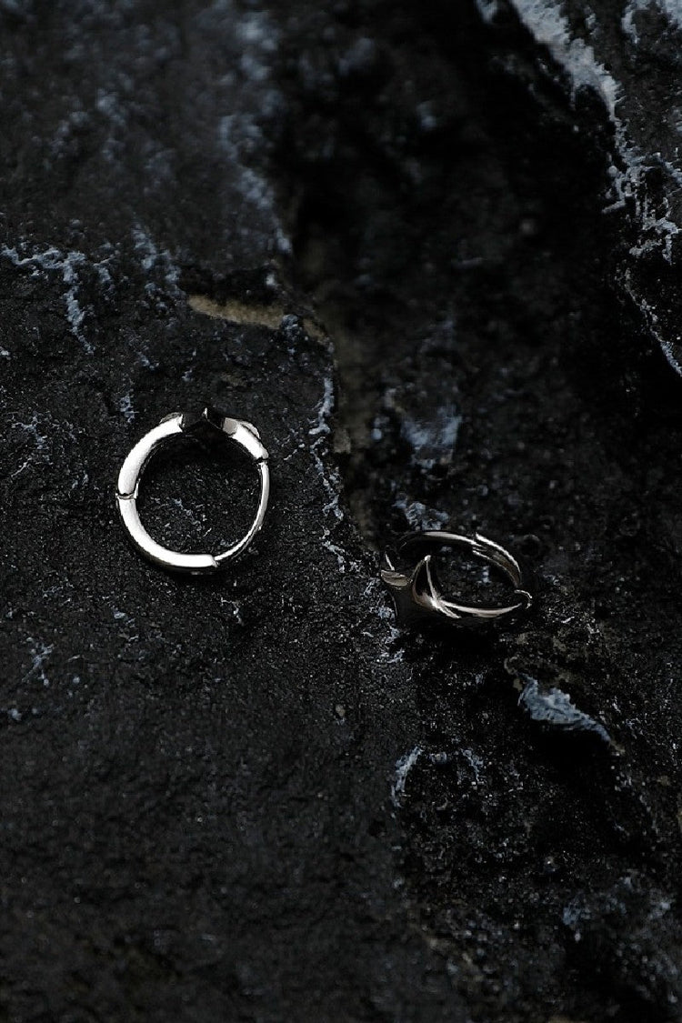 Sterling Silver Star Hoop Earrings — Trenqor — view 6