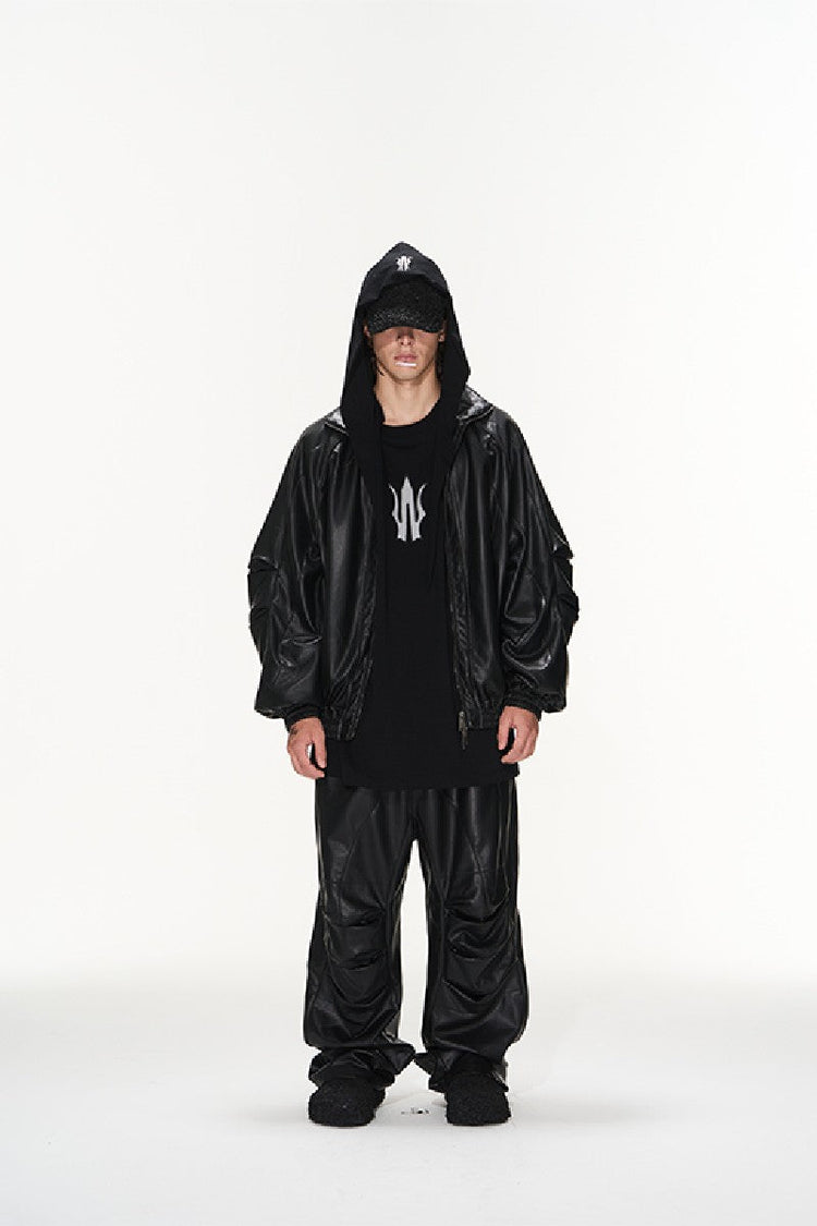 PU Leather Pleated Pants — Blind/No Plan — view 2