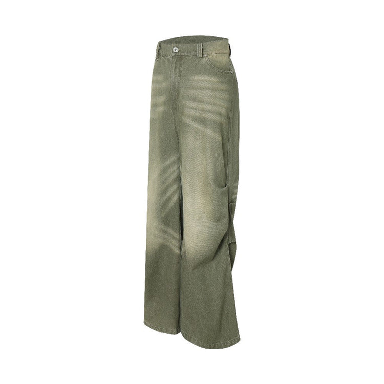 Pleated Washed Oversized Jeans — Whistlehunter — view 7