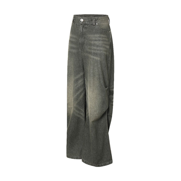 Pleated Washed Oversized Jeans — Whistlehunter — view 8